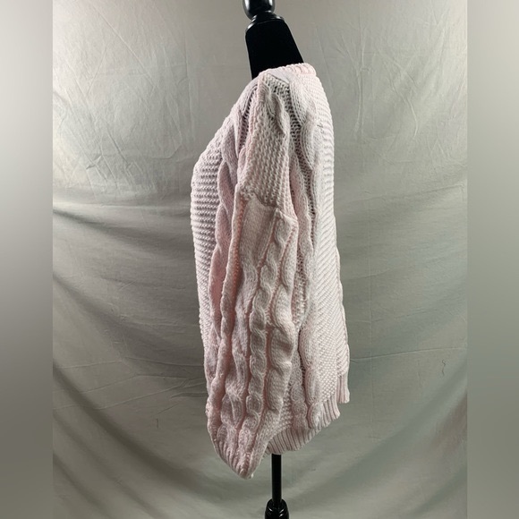 Pink Cable Knit Drop Shoulder Duster Cardigan - Picture 7 of 9